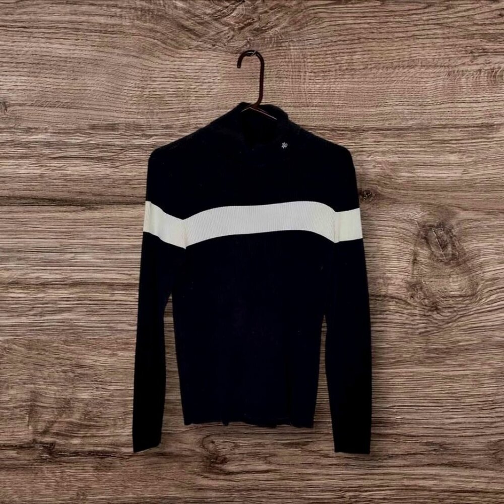 Polo Ralph Lauren Women's Black & White Wool Turtleneck Sweater